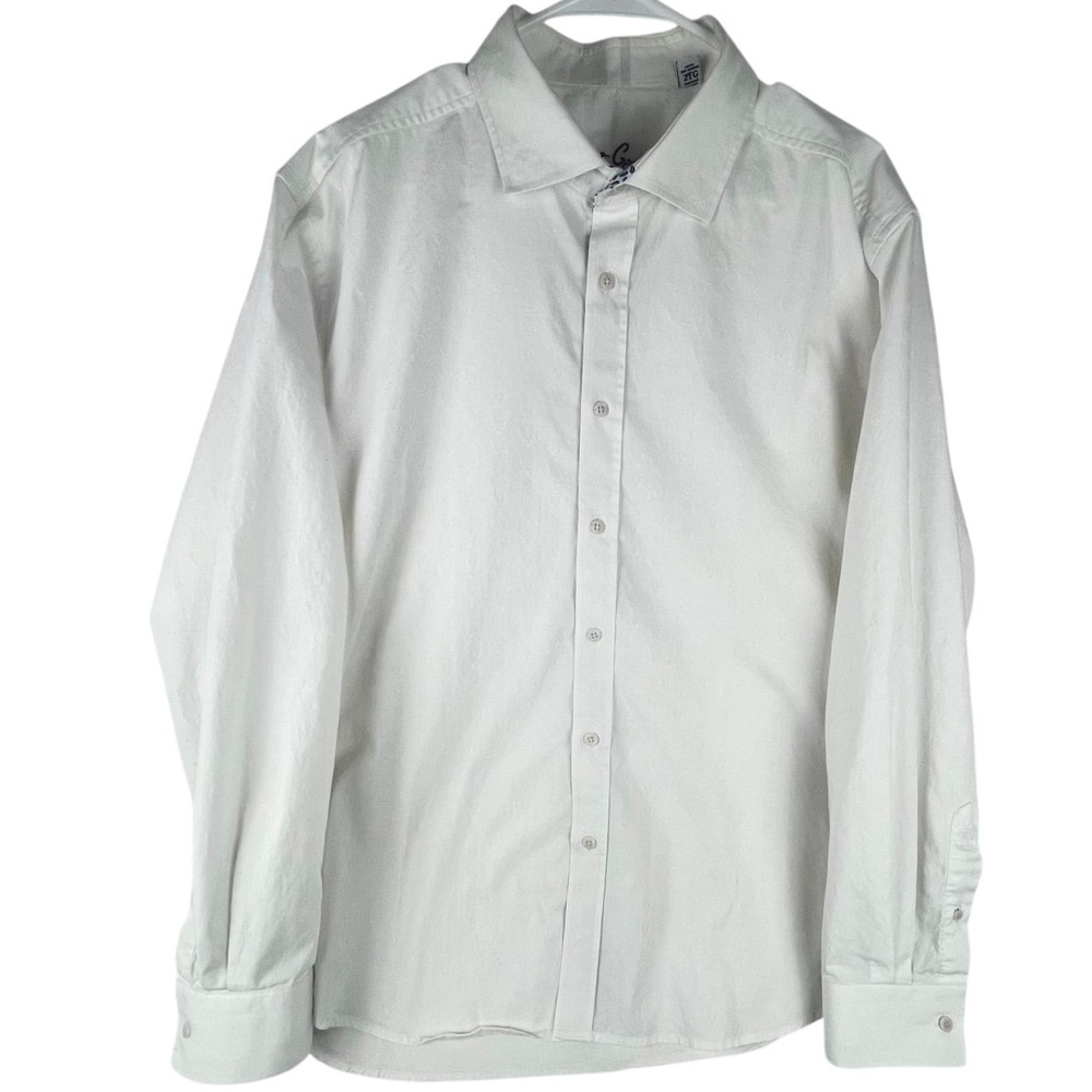 Robert Graham Button Down Shirt Mens XXL White Tonal Skull Jacquard Paisley
